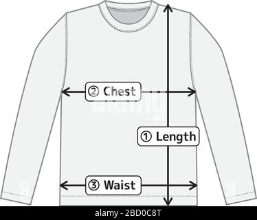 illustration du t-shirt à manches longues pour le tableau des tailles Illustration de Vecteur