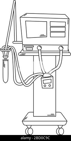 Ventilateur de l'hôpital. Combattre le coronavirus. Matériel médical. Art. Ligne Illustration de Vecteur