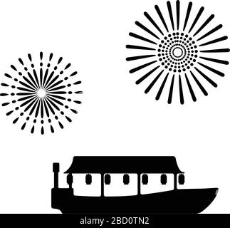 Illustration de la croisière sur le bateau à moteur de Tokyo Illustration de Vecteur