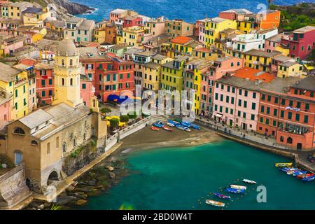 L'Italie, Ligurie, les Cinque Terre, Vernazza Banque D'Images