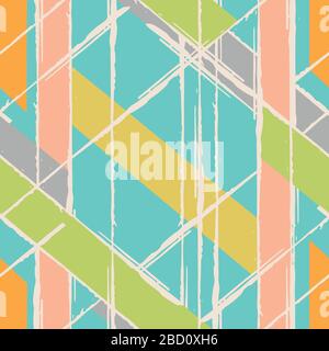 Arrière-plan moderne avec motif à rayures et motif transparent. Toile de fond à effet tressé linéaire style pinceau. Motif abstrait bleu rose, jaune Illustration de Vecteur