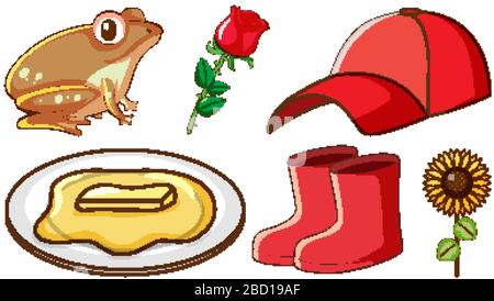 Grand ensemble d'animaux et d'autres objets sur fond blanc illustration Illustration de Vecteur