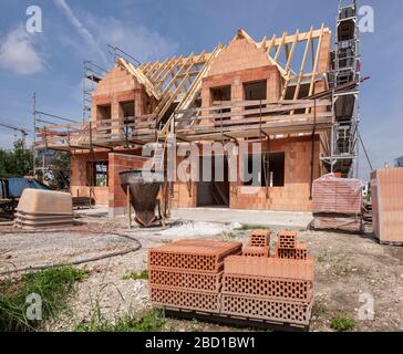 Site de construction d'une maison nouvellement construite Banque D'Images