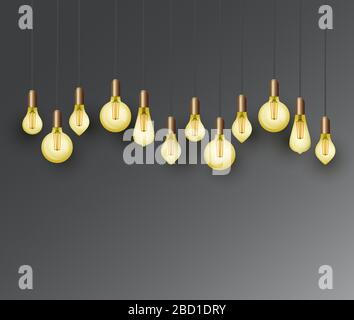 Arrière-plan avec ampoules rétro Edison Illustration de Vecteur