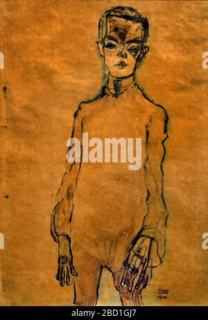 Autoportrait 1910 par Egon Schiele (1890 – 1918) autrichien, Autriche. Banque D'Images