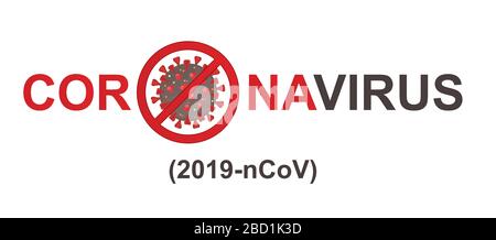 Inscription coronavirus sur fond blanc. Coronavirus 2019-nCov infection de la grippe. Dangereuse Cellule De Coronavirus En Chine, Wuhan. Illustration avec feuilles rouges Illustration de Vecteur