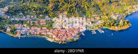 Vue aérienne de Sala Comacina, lac de Côme, Lombardie, lacs italiens, Italie, Europe Banque D'Images