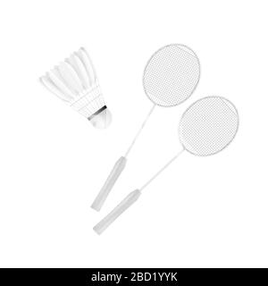 Volants et raquette. Badminton - équipement de sport. Illustration vectorielle isolée sur fond blanc Illustration de Vecteur