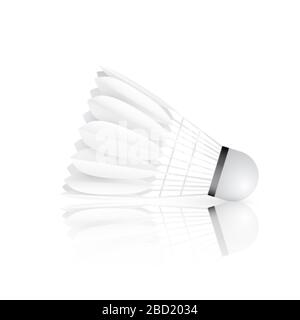 Shuttlecock avec réflexion isolée sur fond blanc. Badminton - équipement de sport. Vecteur Illustration de Vecteur