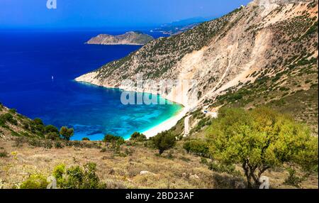 Nature incroyable à Myrtos Bay, île de Céphalonie, Grèce. Banque D'Images