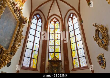 Vitraux de l'église Saint-Elizabeth, Wroclaw, Pologne Banque D'Images