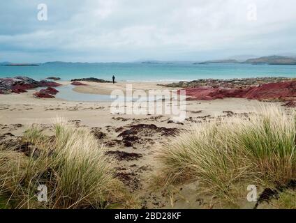 Glassilaun Beach, Connemara, Comté de Galway, côte ouest de l'Irlande Banque D'Images