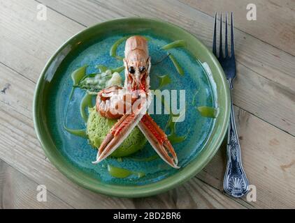 Entrée langoustine au restaurant du Goods Shed, Canterbury Banque D'Images