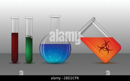 Kit de flacons pour tests de laboratoire chimiques et médicaux. Banque D'Images