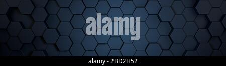 bleu hexagones, texture d'arrière-plan, illustration tridimensionnelle, rendu tridimensionnel Banque D'Images