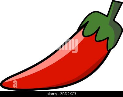 Motif vectoriel simple, poivre rouge et contour noir. Tous les calques inclus. Illustration de Vecteur