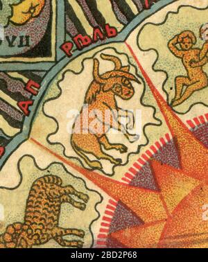 Calendrier folklorique pour 1918, publié pour la première fois en 1918 en URSS. Banque D'Images