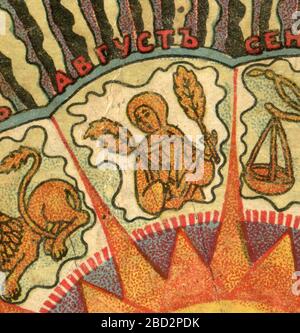 Calendrier folklorique pour 1918, publié pour la première fois en 1918 en URSS. Banque D'Images