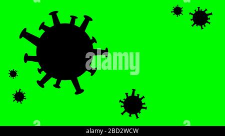 Fond vert abstrait avec silhouettes de bactérie Banque D'Images
