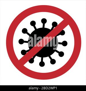 Icône d'arrêt du coronavirus tirée à la main. Bactéries isolées sur fond blanc. Pandémie Covid-19. Illustration de stock vectoriel. Illustration de Vecteur
