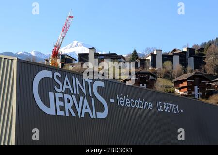 Point de départ des télécabines. Saint-Gervais. Le Bettex. Saint-Gervais-les-bains. Haute-Savoie. France. Banque D'Images