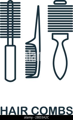 Icône de cheveux Combs de la collection de maquillage et de beauté. Symbole cheveux Combs à élément de ligne simple pour les modèles, la conception Web et les infographies Illustration de Vecteur