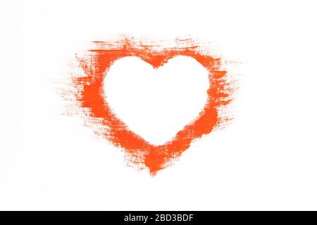 Forme de coeur rouge pour le texte isolé sur fond blanc Banque D'Images