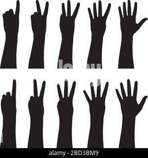 Illustration du comptage des mains de 1 à 5 isolées sur blanc Illustration de Vecteur