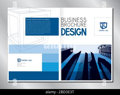 Modèle de brochure d'affaires (format A4) - immeubles de bureaux modernes / gratte-ciel - idéal pour le rapport annuel. Illustration de Vecteur