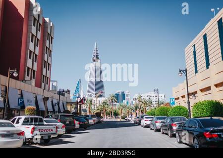 Riyad, Arabie Saoudite - 6 novembre 2019 : tour Al Faisaliah . Les tours Al Faisaliah sont un hôtel de luxe et le gratte-ciel le plus distinctif d'Arabie Saoudite Banque D'Images