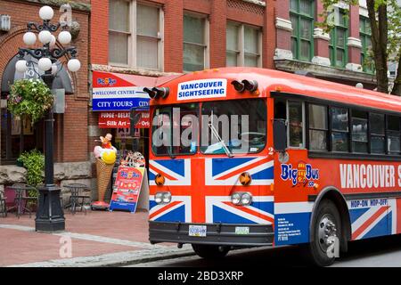 Vancouver Sightseeing bus, Gastown District, Vancouver (Colombie-Britannique), Canada, Amérique du Nord Banque D'Images