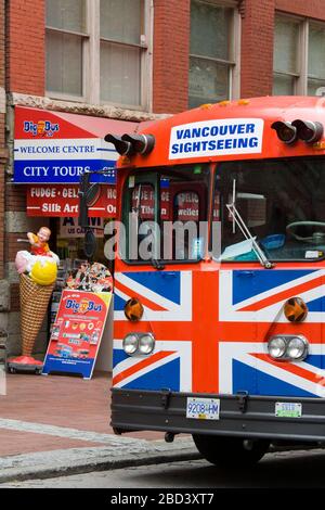 Vancouver Sightseeing bus, Gastown District, Vancouver (Colombie-Britannique), Canada, Amérique du Nord Banque D'Images