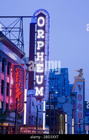 Orpheum Theatre, rue Granville, Vancouver (Colombie-Britannique), Canada, Amérique du Nord Banque D'Images