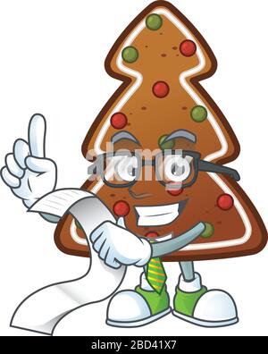 Concept de dessin animé de mascotte d'arbre de pain d'épices avec liste de menus Illustration de Vecteur