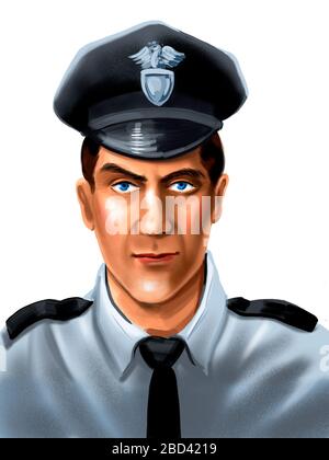Un policier américain qui a vraiment l'air. Illustration numérique Banque D'Images
