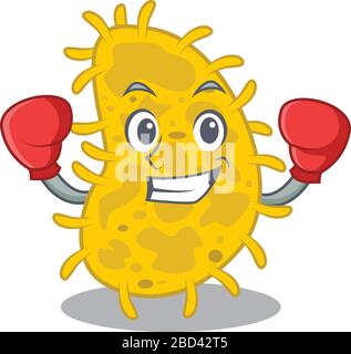 Une mascotte sportive d'athlète de boxe de bactéries spirilla avec des gants de boxe rouge Illustration de Vecteur