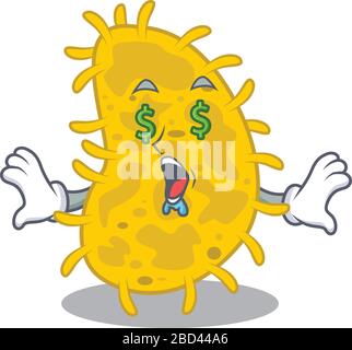 Riche dessin de personnage de dessin animé de bactéries spirilla avec des yeux d'argent Illustration de Vecteur