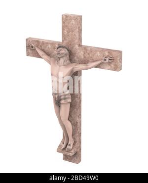 Statue de la Crucifixion de Jésus Christ isolé Banque D'Images