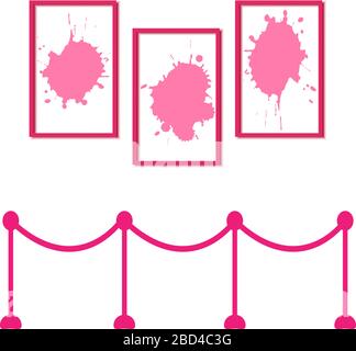 Galerie d'art du Musée. Les peintures sur le mur. Style plat. Illustration de Vecteur