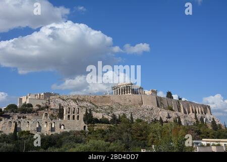 Vue sur les toits de l'Acropole, Athènes, Grèce Banque D'Images