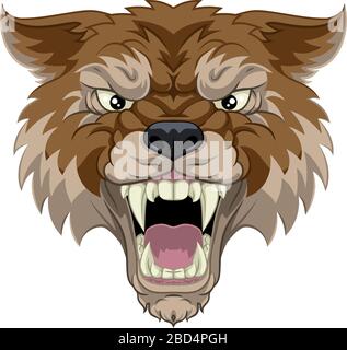 Loup ou Werewolf Monster carry chien Angry Mascot Illustration de Vecteur