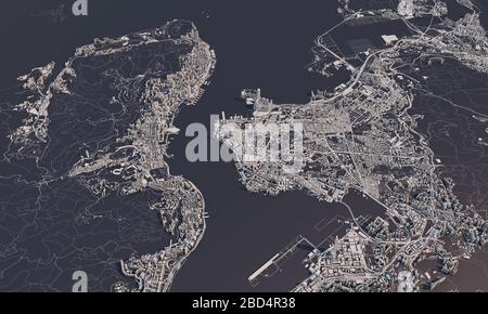 Hong Kong carte de la ville 3-3. Vue aérienne par satellite. Banque D'Images