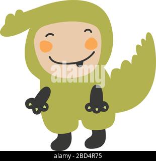 Personnage mignon pour enfant. Illustration vectorielle enfant portant des costumes d'animaux. Costume de crocodile enfant. Illustration de Vecteur