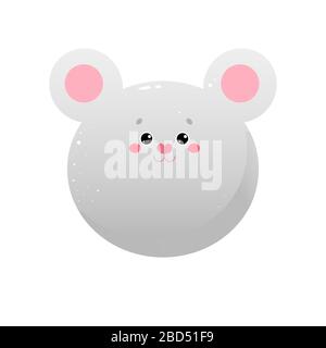 Mignonne souris Kawaii, rat. Animal isolé sur un fond blanc. Illustration vectorielle Illustration de Vecteur