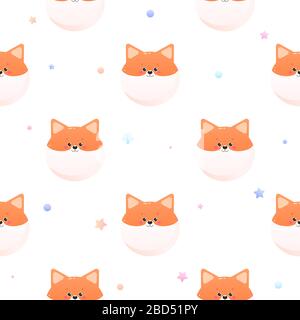 Mignonne Kawaii Shiba, Fox. Motif animal sans coutures. Illustration vectorielle Illustration de Vecteur