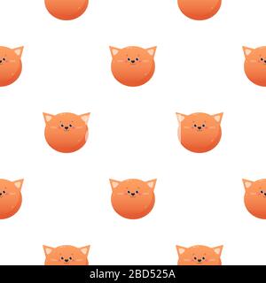 Mignon Kawaii Cat Motif animal sans coutures. Illustration vectorielle Illustration de Vecteur