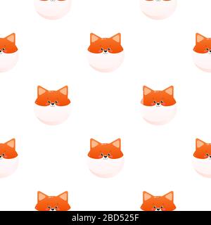 Mignonne Kawaii Shiba, Fox. Motif animal sans coutures. Illustration vectorielle Illustration de Vecteur