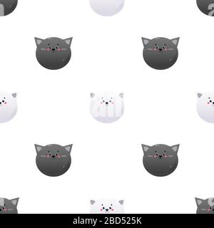 Mignon Kawaii Cat Motif animal sans coutures. Illustration vectorielle Illustration de Vecteur