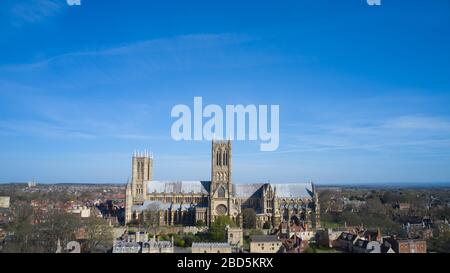 Lincoln historique montrant la cathédrale de Lincoln, le château de Lincoln et la région de Bailgate Banque D'Images