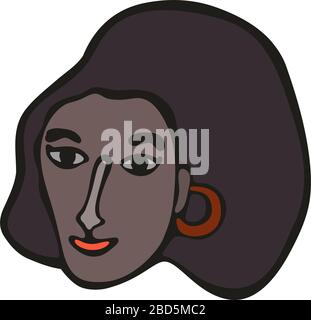 Portrait féminin africain. Illustration linéaire minimaliste moderne. Crisp Art Femme visage vif. L'idée de l'égalité des nationalités sur la planète Terre Illustration de Vecteur